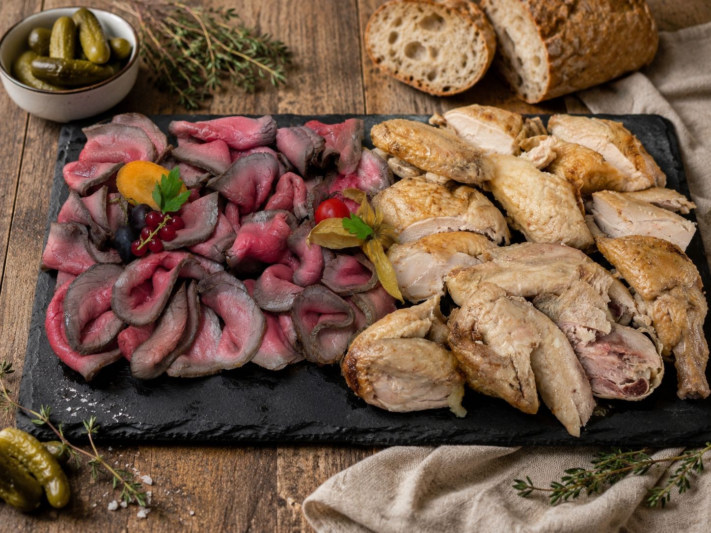 Rosbif / Poulet rôti (et leurs condiments)